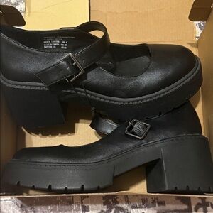 Madden NYC Black Chunky Mary Jane Shoes